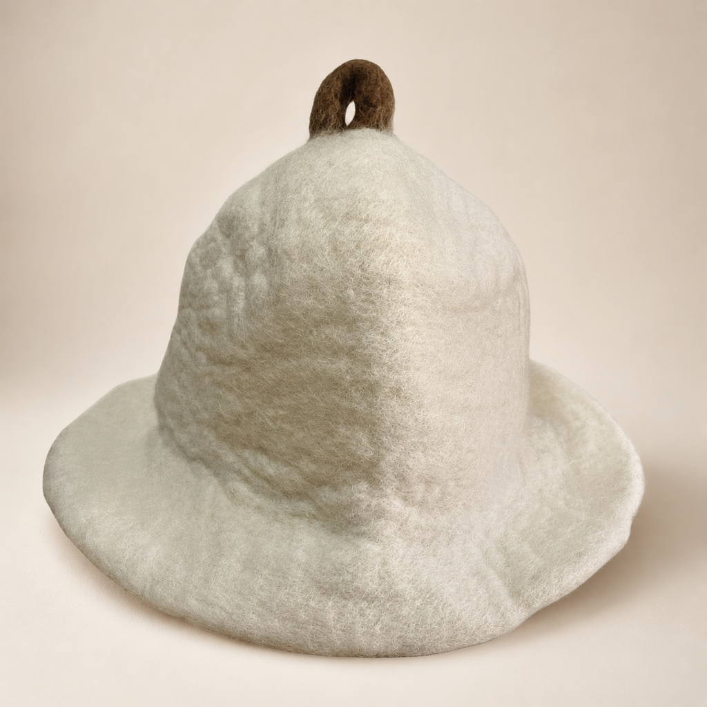 Felted Sauna Bowl Hat - Natural