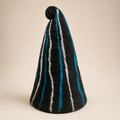 Felted Sauna Wizard Hat - Black Blue Streaks